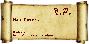 Neu Patrik névjegykártya